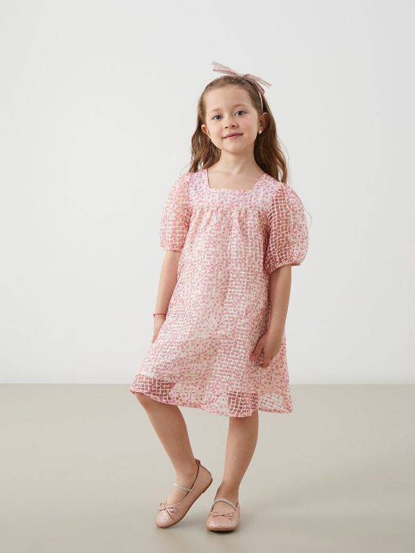 LCW Kids Beige Square Neck Lace Dress