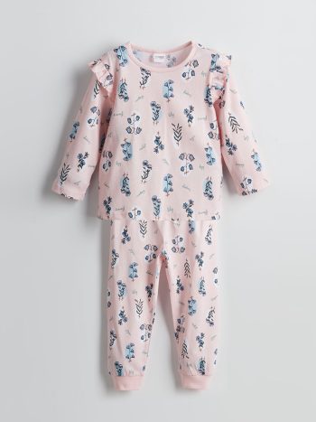 LCW Kids Pink Floral Print Baby Girl Pajama Set
