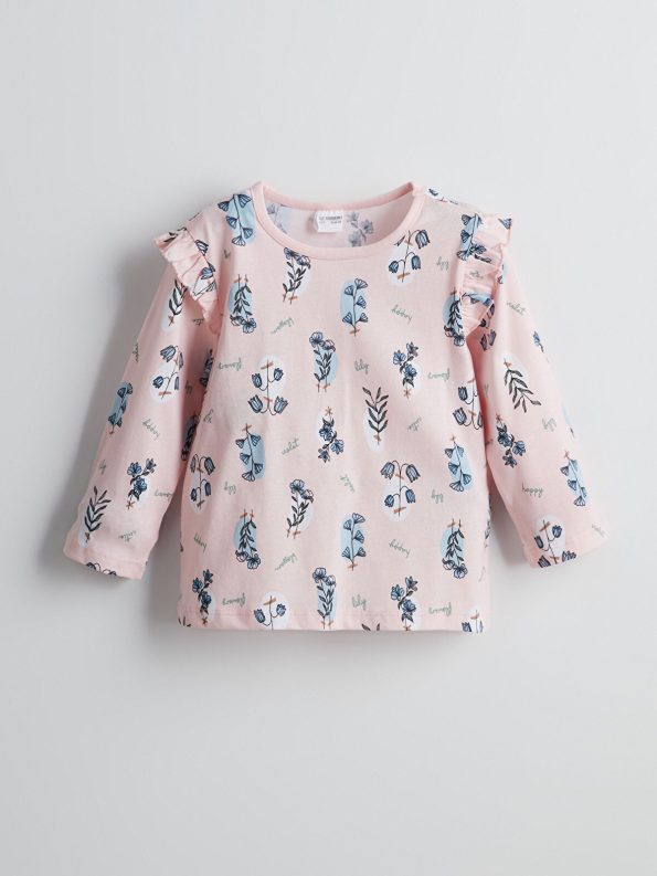 LCW Kids Pink Floral Print Baby Girl Pajama Set
