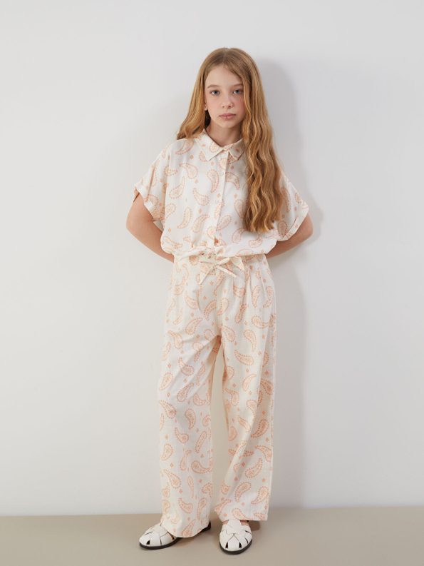 LCW Kids Beige Elastic Waist Girl's Trousers