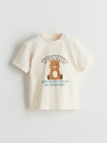 LCW Baby Beige Crew Neck Boys T-Shirt and Sweatpants Set