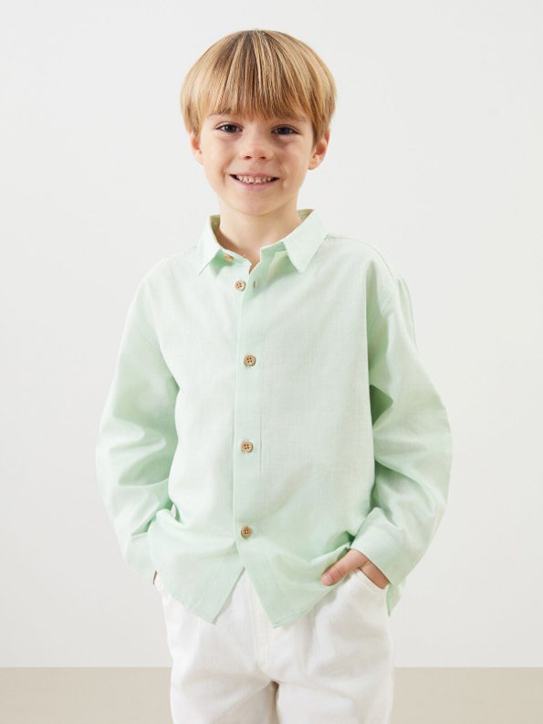 LCW Kids Green Basic Boys Shirt and Pants Set