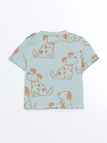 LCW Baby Blue Printed Boys' T-Shirt and Shorts Set