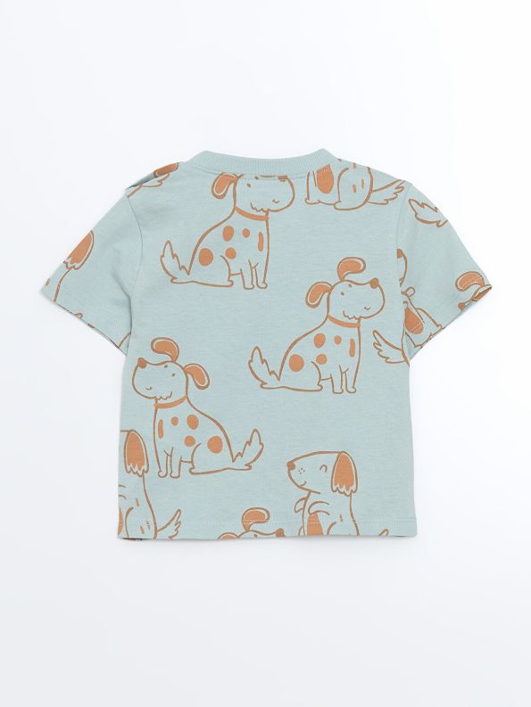 LCW Baby Blue Printed Boys' T-Shirt and Shorts Set