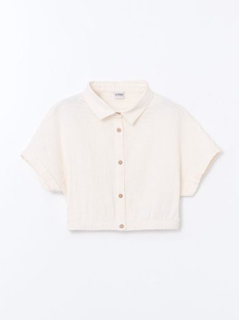 LCW Kids Cream Short Sleeve Muslin Girls Shirt