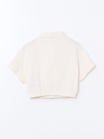 LCW Kids Cream Short Sleeve Muslin Girls Shirt
