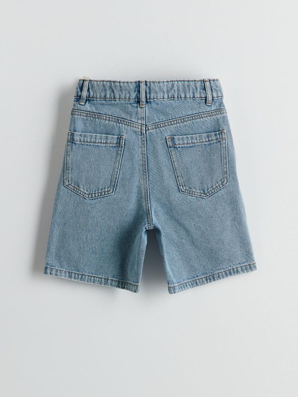 LCW Kids Blue Adjustable Waistband Girls' Denim Shorts