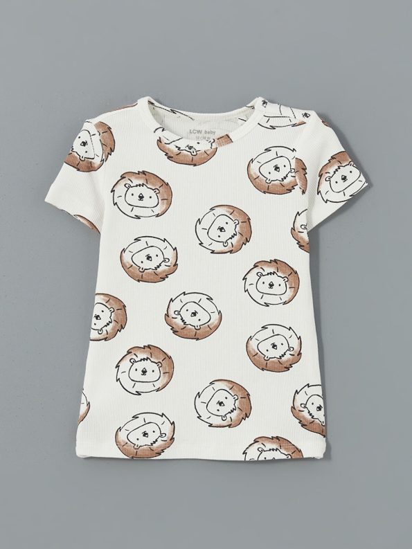 LCW Baby Ivory Printed Short Sleeve Pajama Set for Boys