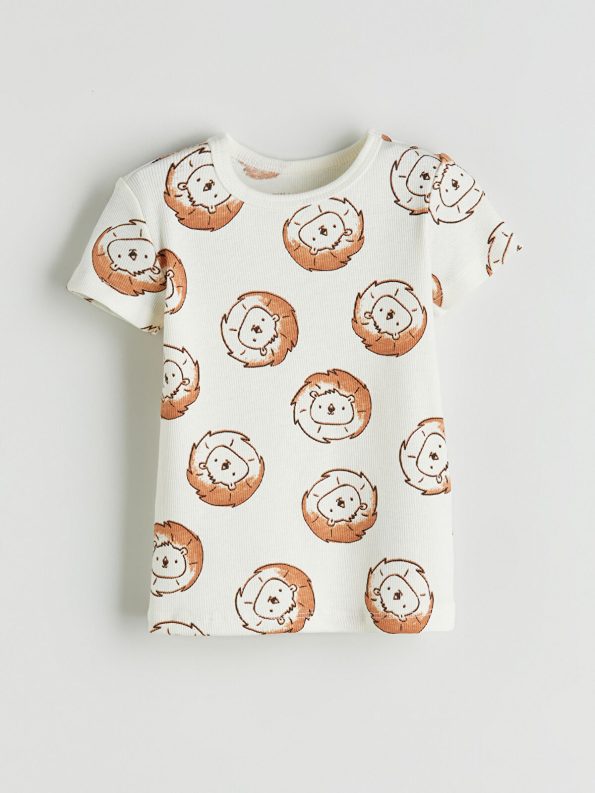 LCW Baby Ivory Printed Short Sleeve Pajama Set for Boys