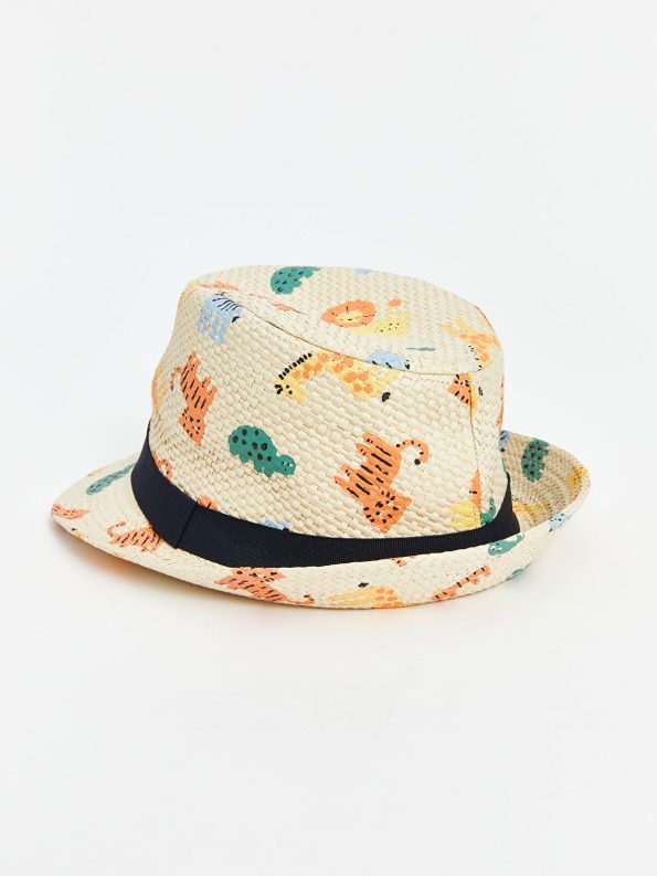 LCW Baby Beige Animal Print Boys' Fedora Hat