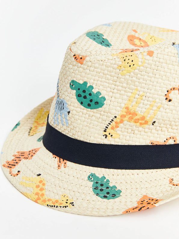 LCW Baby Beige Animal Print Boys' Fedora Hat