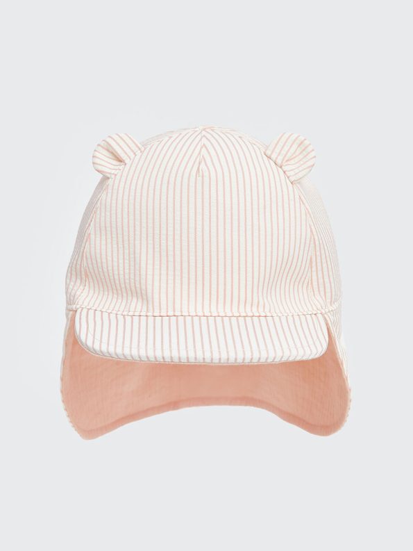 LCW Baby Pink Striped Sun Hat with Ear Protection
