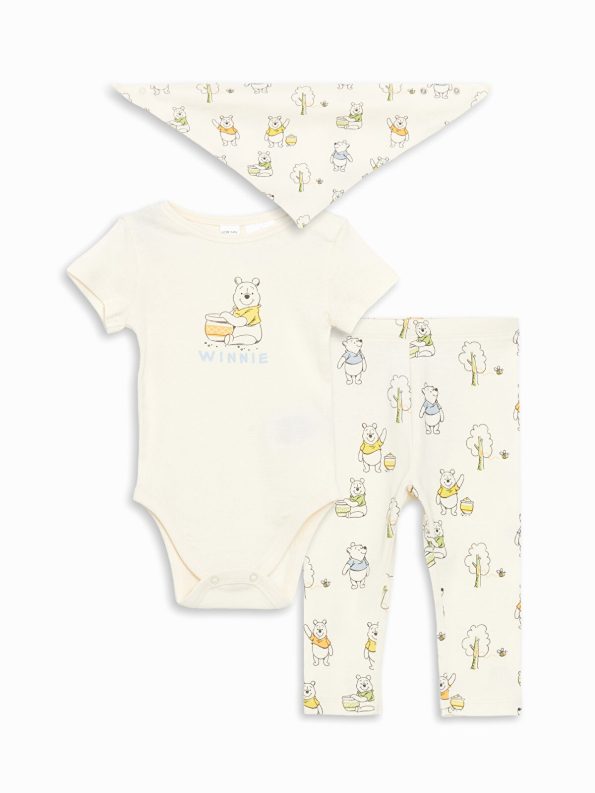 LCW Baby Ecru Winnie The Pooh Printed Baby Hospital Set