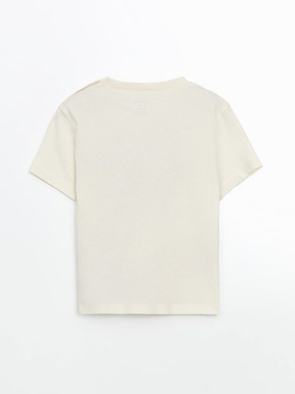 LCW Baby Beige Printed Boys' T-Shirt and Shorts Set