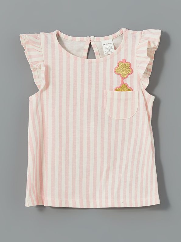 LCW Baby Beige Embroidered Ruffled T-Shirt and Leggings Set