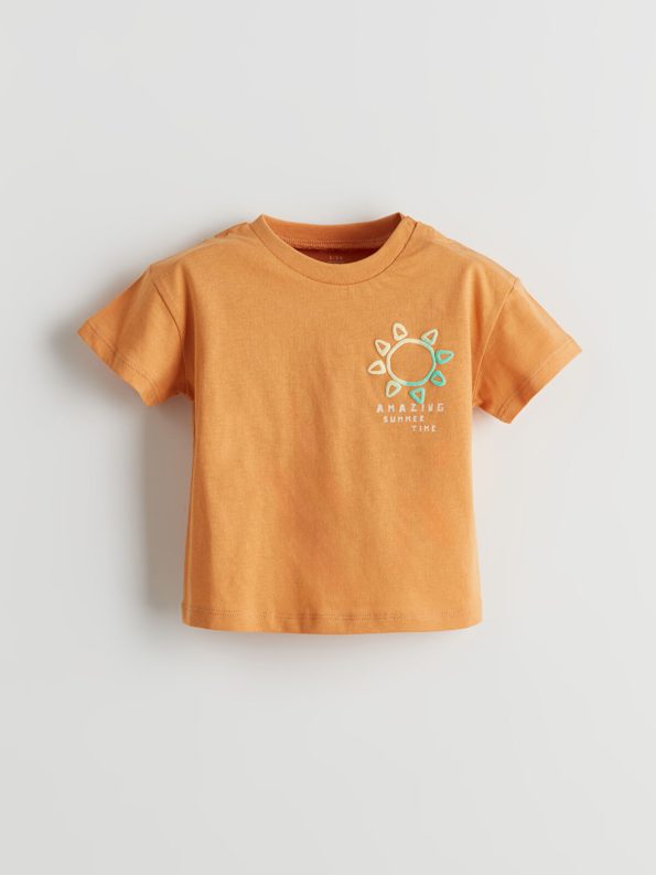 LCW Baby Orange Printed T-Shirt and Shorts Set
