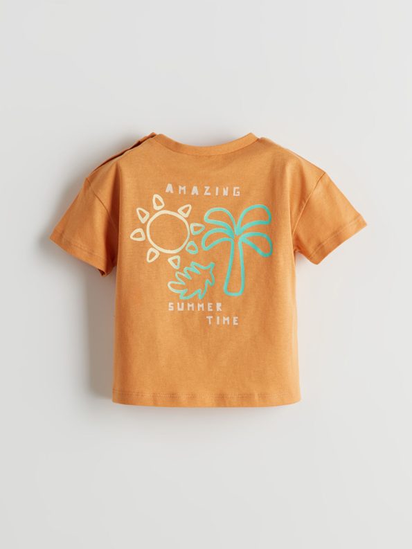 LCW Baby Orange Printed T-Shirt and Shorts Set