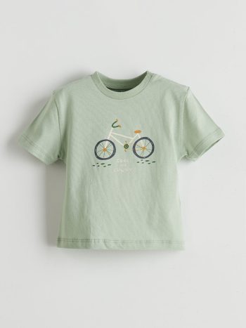 LCW Baby Green Short Sleeve Printed T-Shirt Set for Boys