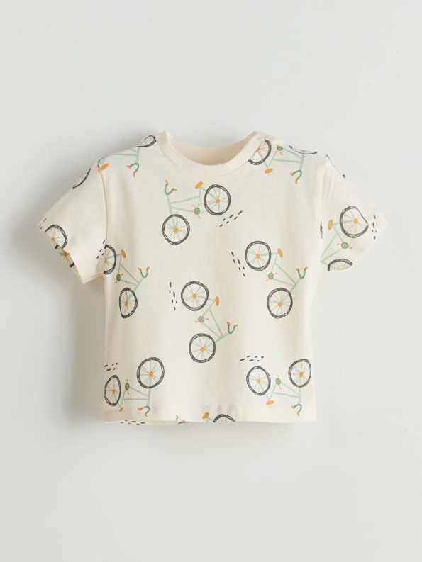 LCW Baby Green Short Sleeve Printed T-Shirt Set for Boys