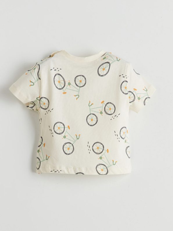 LCW Baby Green Short Sleeve Printed T-Shirt Set for Boys