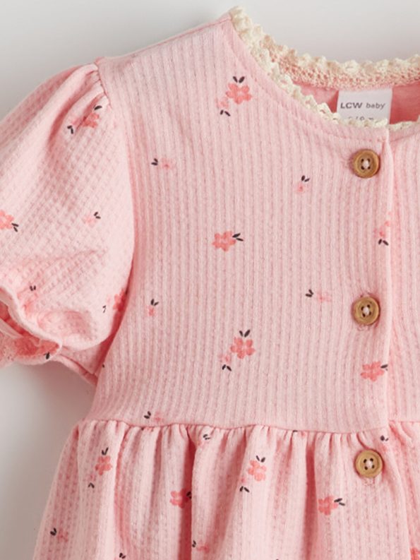 LCW Baby Pink Floral Dress Shirt for Girls