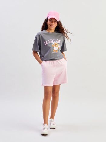 LCW Kids Pink Elastic Waist Girls Shorts