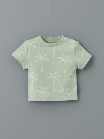 LCW Baby Ecru Printed Boys' T-Shirt Set