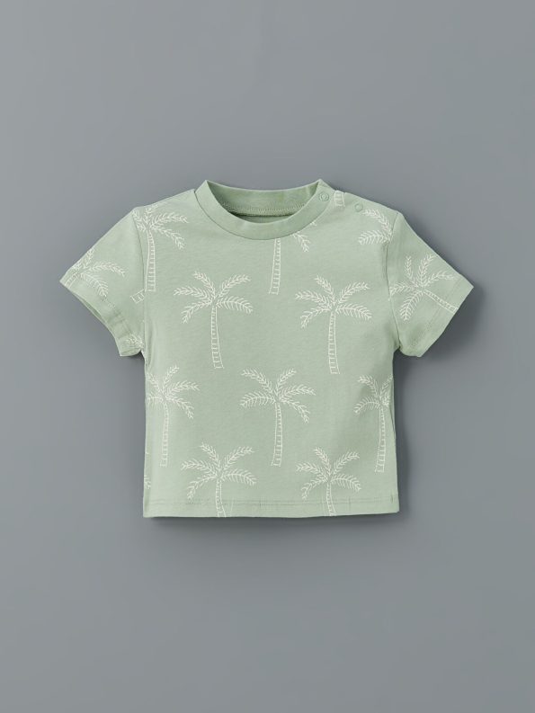 LCW Baby Ecru Printed Boys' T-Shirt Set