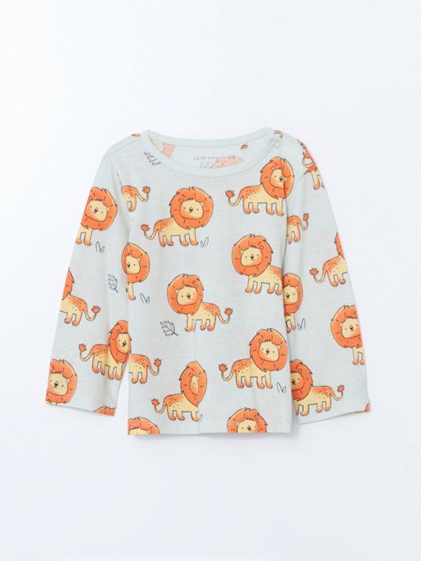 LCW Baby Cream Lion Print Boys Pajama Set