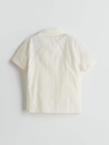 LCW Kids Beige Resort Collar Cotton Boys Shirt