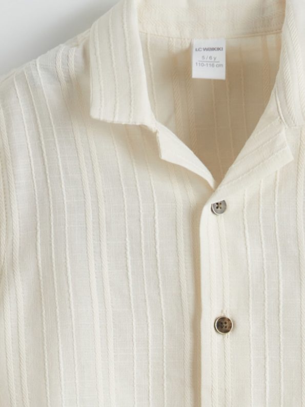 LCW Kids Beige Resort Collar Cotton Boys Shirt