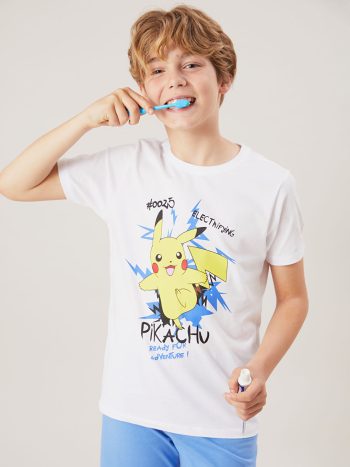 Boys' Pikachu Print Crew Neck T-Shirt