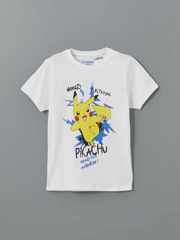 Boys' Pikachu Print Crew Neck T-Shirt