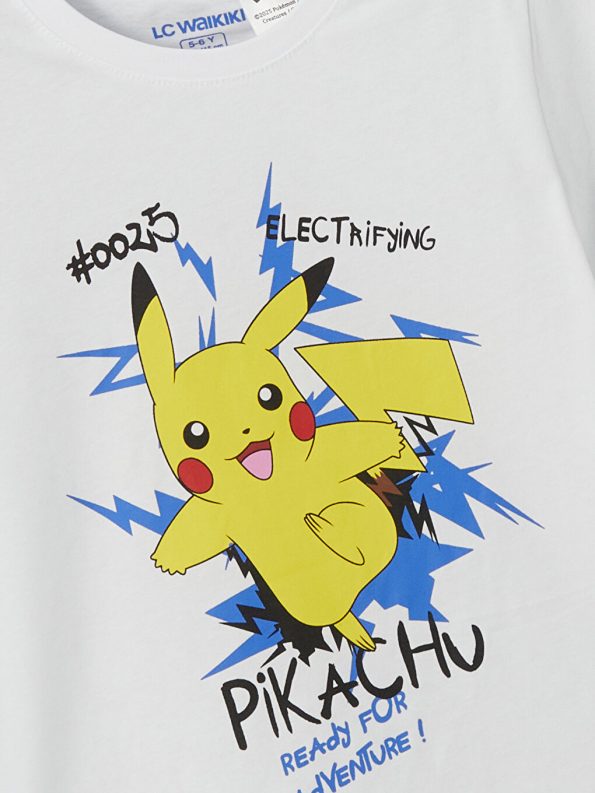 Boys' Pikachu Print Crew Neck T-Shirt