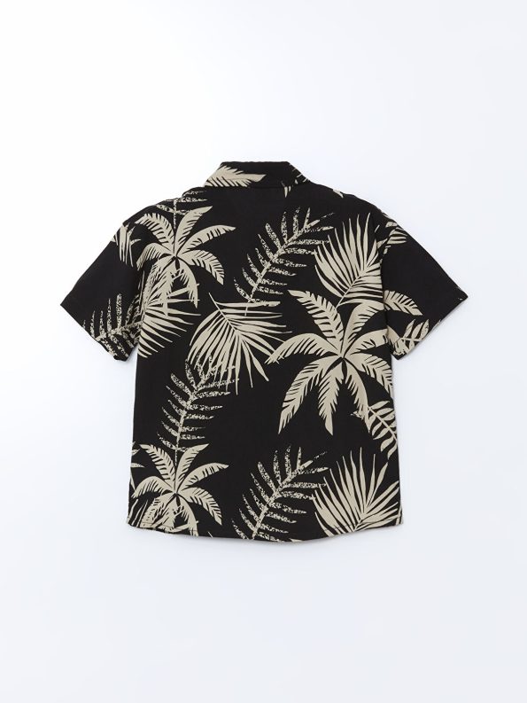 LCW Kids Black Printed Short Sleeve Shirt for Boys