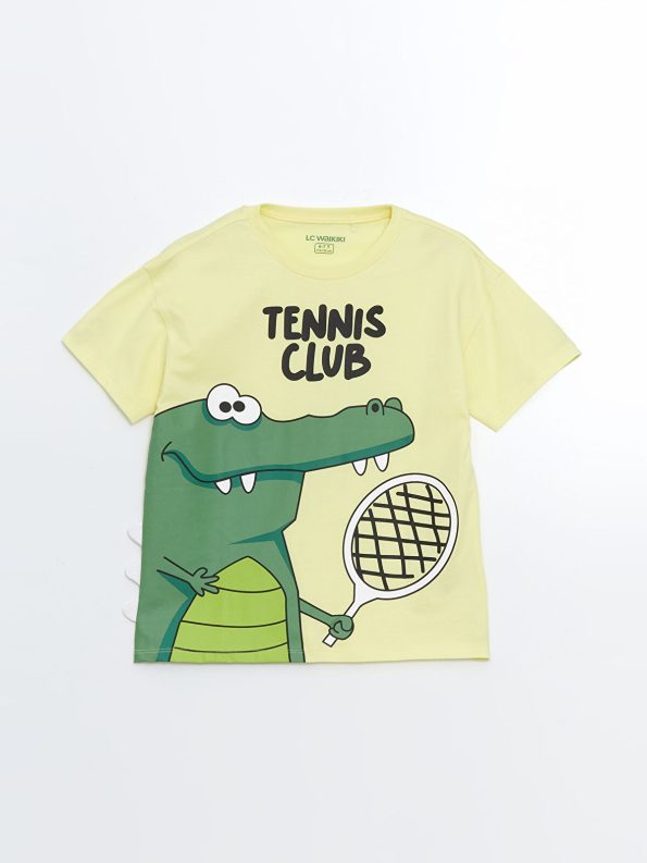 LCW Kids Yellow Dinosaur Printed Boys' Shorts Pajama Set