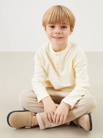 LCW Kids Beige Crew Neck Boys' T-Shirt and Pants Set