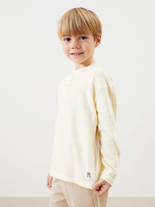 LCW Kids Beige Crew Neck Boys' T-Shirt and Pants Set
