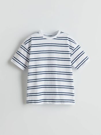 LCW Kids White Striped Short Sleeve T-Shirt for Boys