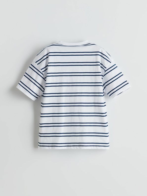 LCW Kids White Striped Short Sleeve T-Shirt for Boys