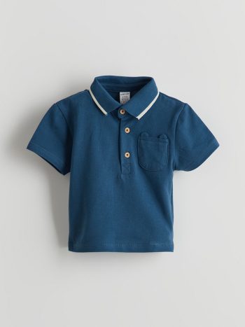 LCW Baby Navy Polo Collar Baby Boy T-Shirt and Pants Set