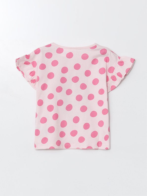 LCW Baby Pink Daisy Duck Printed Girl's T-Shirt and Pants Set