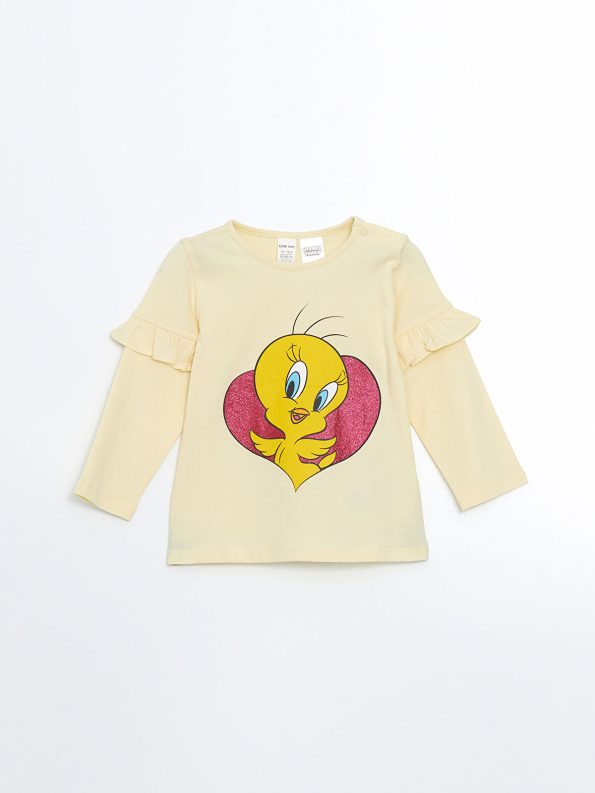 LCW Baby Tweety Printed Girls' Pajama Set