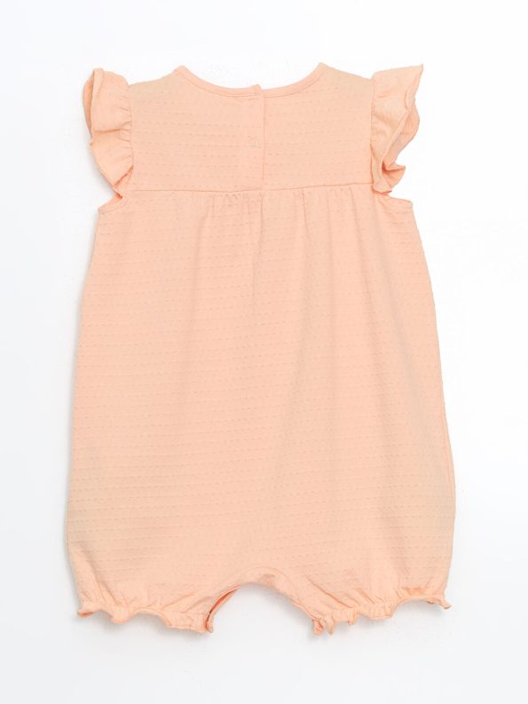 LCW Baby Pink Round Neck Ruffle Sleeve Baby Girl Romper