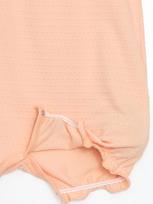 LCW Baby Pink Round Neck Ruffle Sleeve Baby Girl Romper