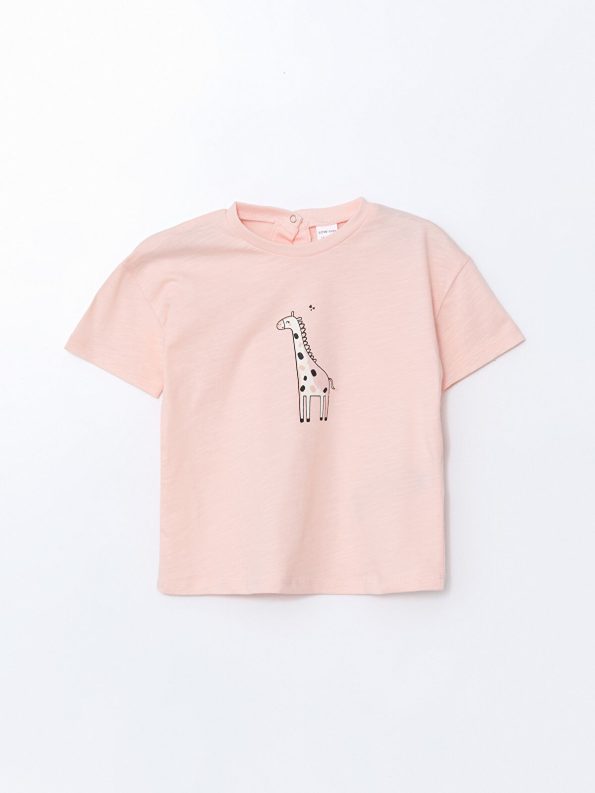 LCW Baby Pink Print Short Sleeve T-Shirt Set for Girls