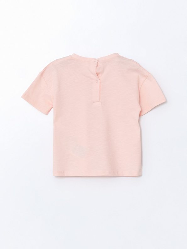 LCW Baby Pink Print Short Sleeve T-Shirt Set for Girls
