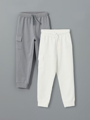 LCW Kids Cream Elastic Waist Boys Jogger Pants Set
