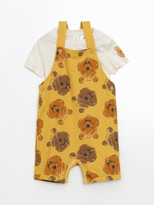 LCW Baby Yellow Winnie the Pooh Printed Boys T-Shirt and Dungaree Set