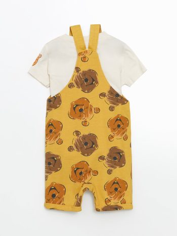 LCW Baby Yellow Winnie the Pooh Printed Boys T-Shirt and Dungaree Set
